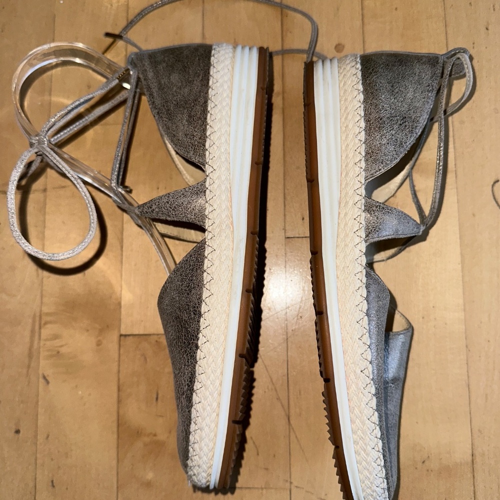 Paul Green Marcey Metallic espadrille ankle tie flats, 7.5, CB2408 - Picture 5 of 7